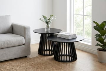 Peyra Soffbord Runt 86 cm Fanér - Svartlaserad ek - Möbler - Vardagsrum - Soffbord & vardagsrumsbord - Soffbord
