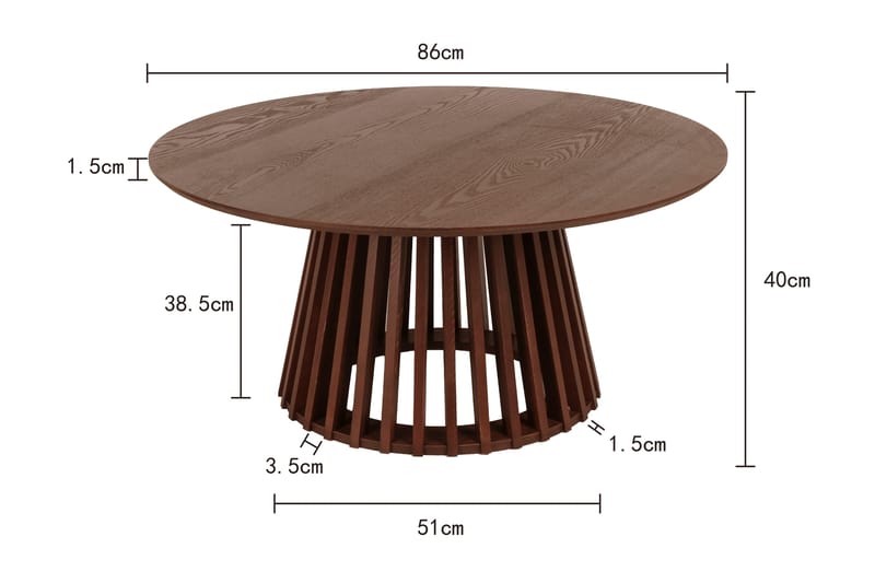Peyra Soffbord Runt 86 cm Fanér - Valnöt - Möbler - Vardagsrum - Soffbord & vardagsrumsbord - Soffbord