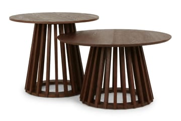 Peyra Soffbord Satsbord Runt 86/60 cm Fanér - Valnöt - Möbler - Vardagsrum - Soffbord & vardagsrumsbord - Soffbord