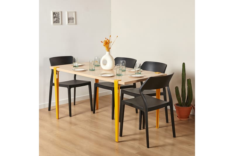 PINEIOS Matbord 150x75 cm Brun/Gul - Möbler - Matplats - Matbord & köksbord