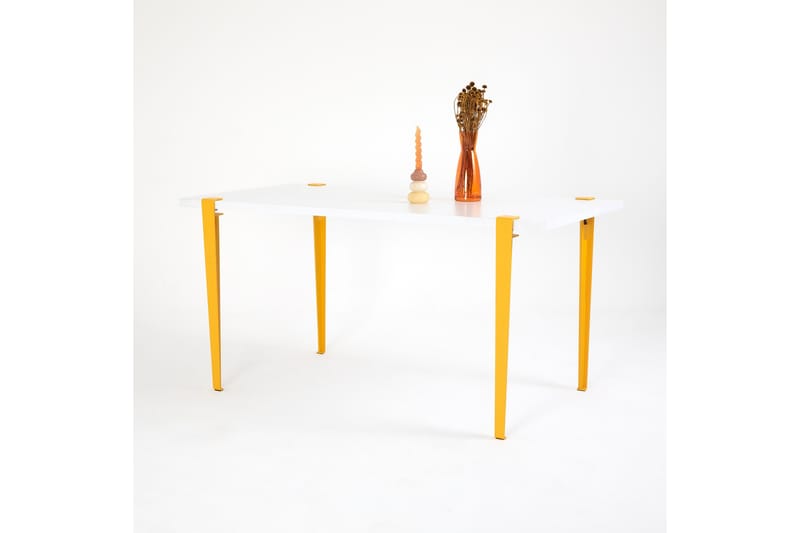 PINEIOS Matbord 150x75 cm Vit/Gul - Möbler - Matplats - Matbord & köksbord