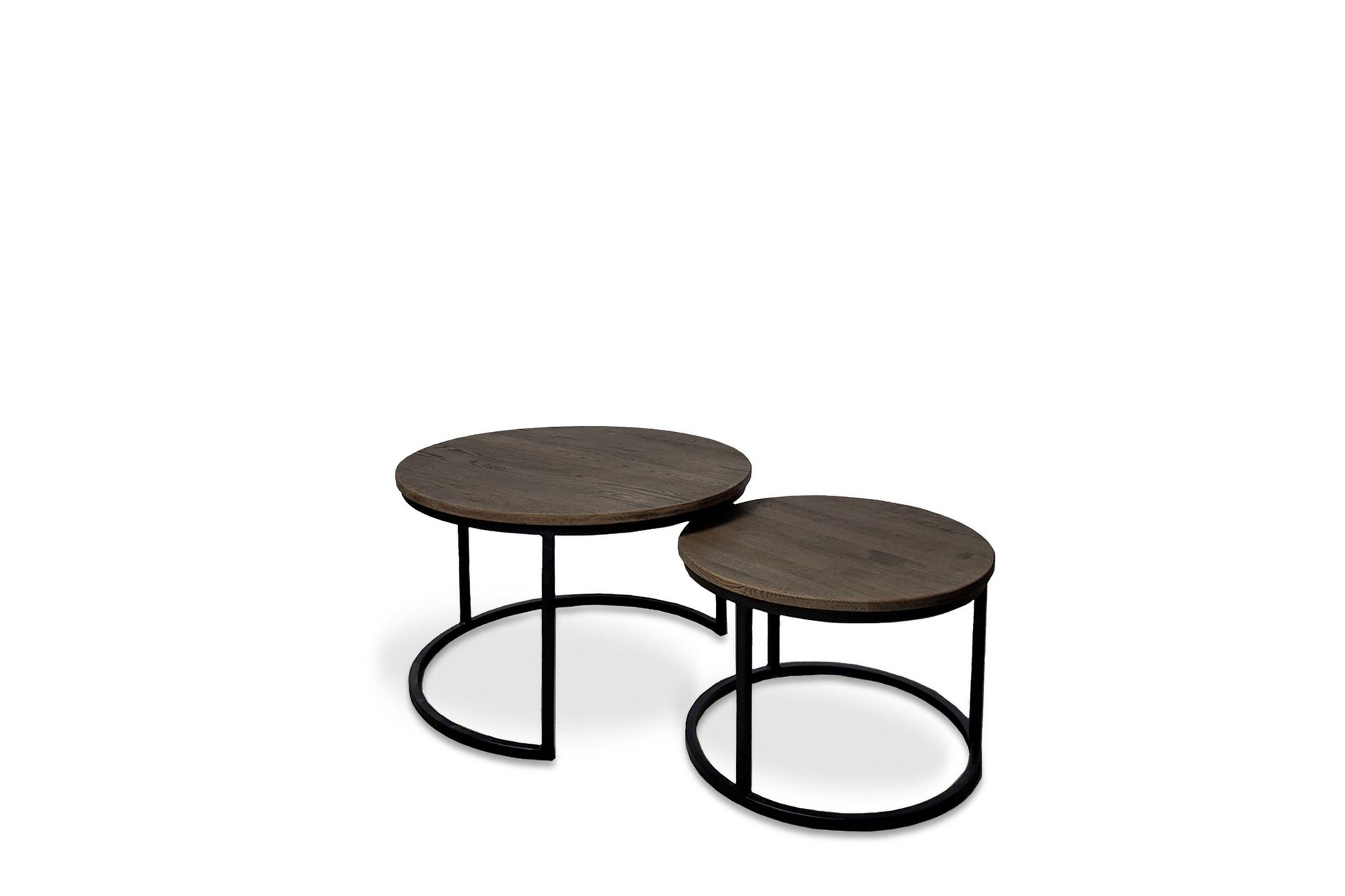 Portland Satsbord 75 cm Runt i massivt tr&auml; - M&ouml;rkbrun/Svart