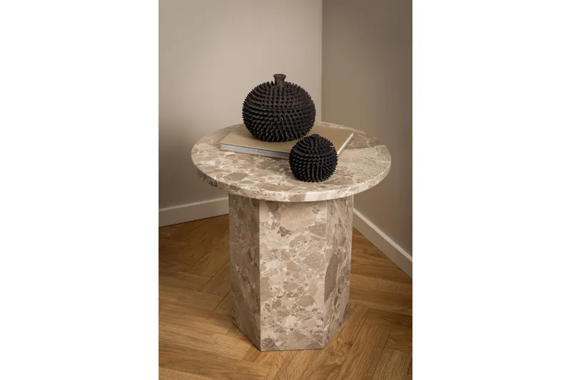 Prisa Runt Sidobord i Marmor Sten 50 cm - Beige - Möbler - Vardagsrum - Soffbord & vardagsrumsbord - Brickbord