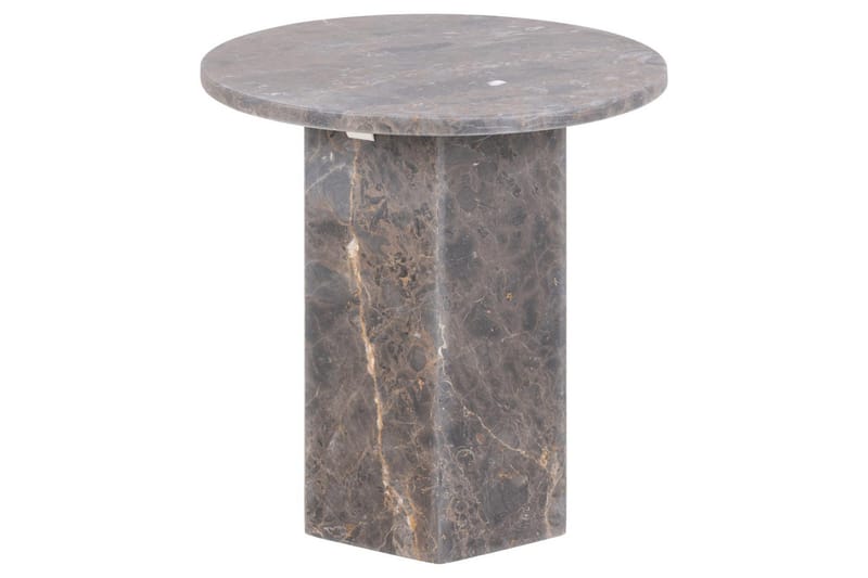 Prisa Runt Sidobord i Marmor Sten 50 cm, Grå / Brun