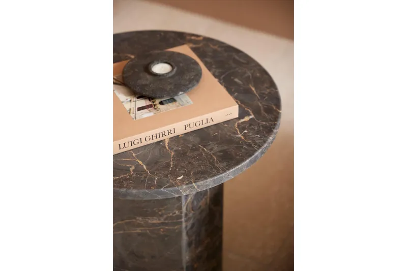 Prisa Runt Sidobord i Marmor Sten 50 cm - Grå / Brun - Möbler - Vardagsrum - Soffbord & vardagsrumsbord - Brickbord