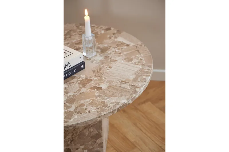 Prisa Runt Soffbord i Marmor Sten 80 cm - Beige - Möbler - Vardagsrum - Soffbord & vardagsrumsbord - Soffbord