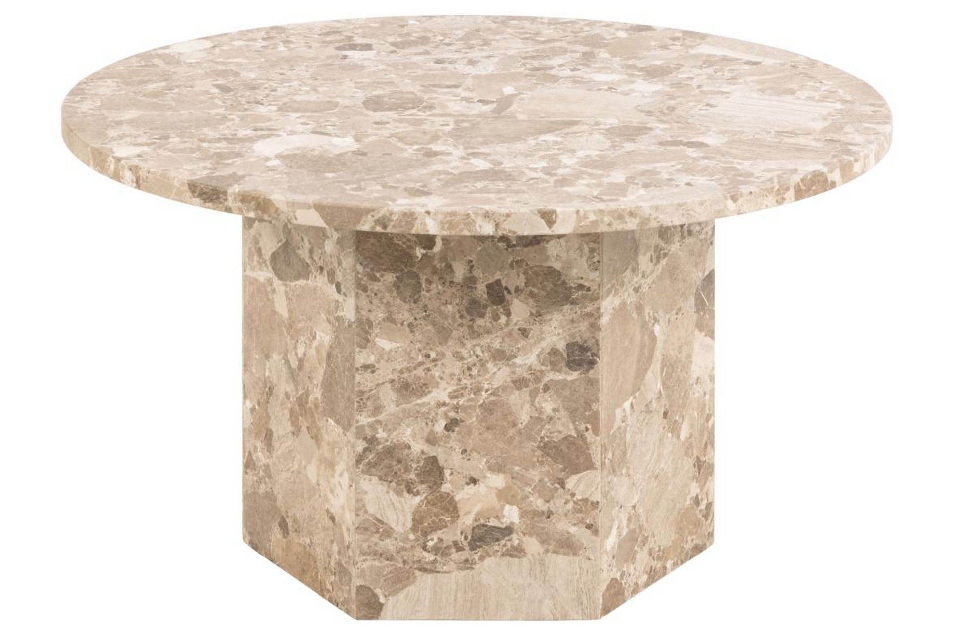 Prisa Runt Soffbord i Marmor Sten 80 cm - Beige