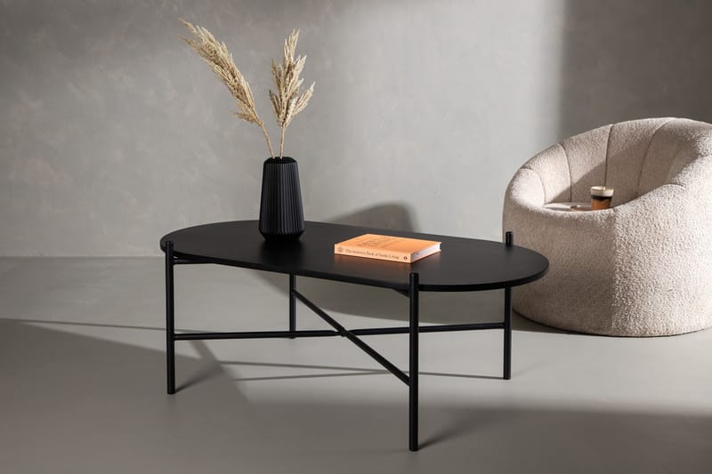 Pueblo 120 cm Ovalt Soffbord i Målat Trä - Svart - Möbler - Vardagsrum - Soffbord & vardagsrumsbord - Soffbord