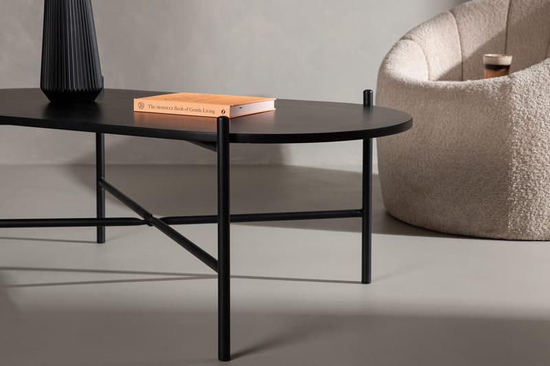 Pueblo 120 cm Ovalt Soffbord i Målat Trä - Svart - Möbler - Vardagsrum - Soffbord & vardagsrumsbord - Soffbord