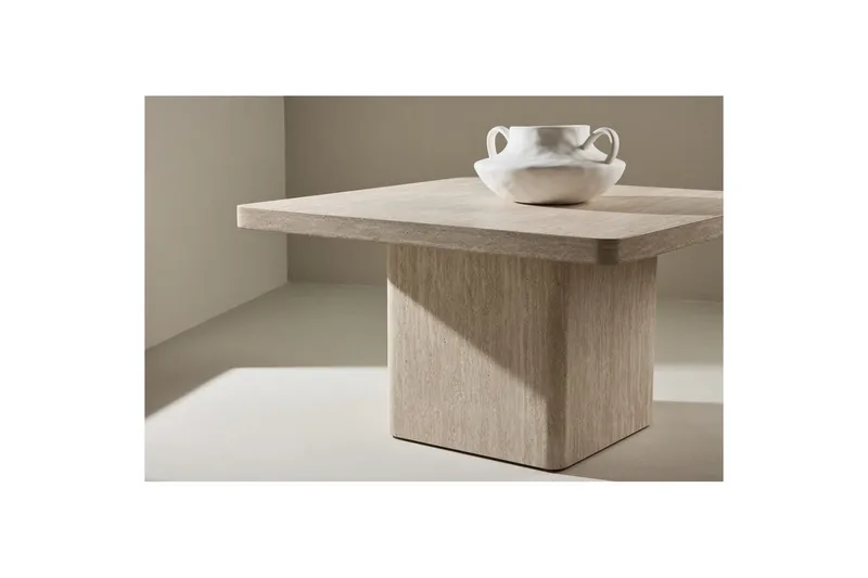 Qvart Kvadratiskt Soffbord i Sten - Beige - Möbler - Vardagsrum - Soffbord & vardagsrumsbord - Soffbord