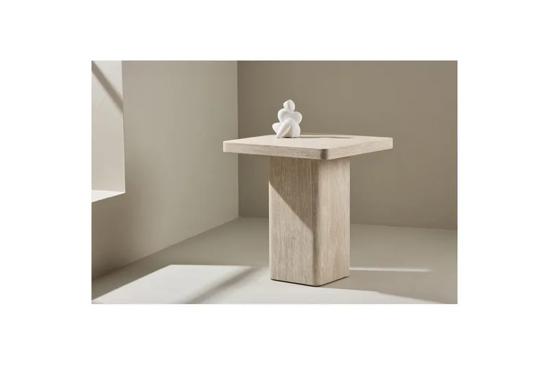 Qvart Kvadratiskt Soffbord i Sten med Rundade Hörn - Beige - Möbler - Vardagsrum - Soffbord & vardagsrumsbord - Soffbord