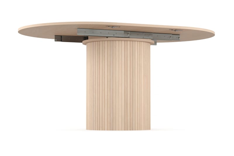 RAMSTA Matbord Runt 106 cm Vit Förlängningsbart - Ljust vitlaserat ekträ - Bord - Matbord & köksbord