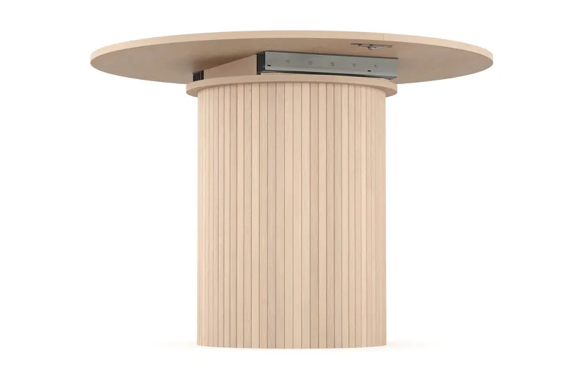 Kopparbo Ljust Runt Matbord 106 cm Förlängningsbart med illäggsskiva - Vitlaserat Ek / Trä - Möbler - Matplats - Matbord & köksbord