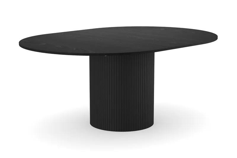 Kopparbo Runt Matbord 130 cm Förlängningsbar med illäggsskiva - Svart Trä / Ribbad - Möbler - Matplats - Matbord & köksbord