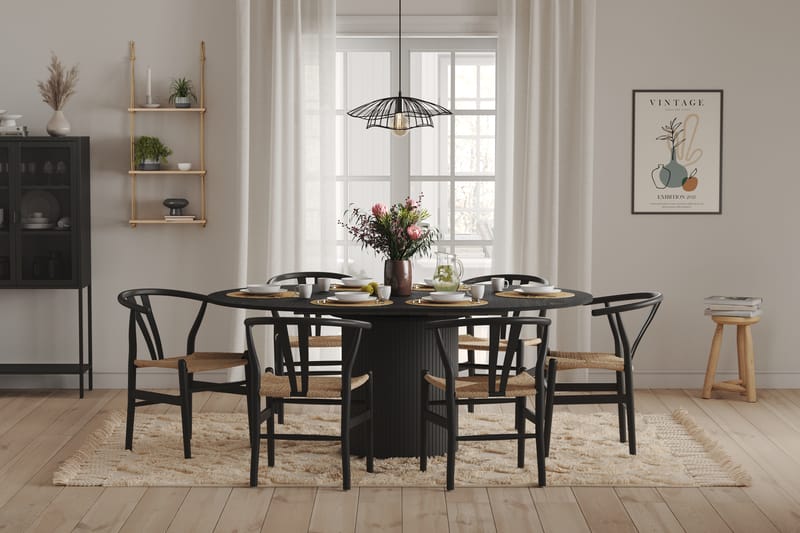 Kopparbo Matbord Runt 130 cm Svart Förlängningsbart - Svart trä - Möbler - Matplats - Matbord & köksbord