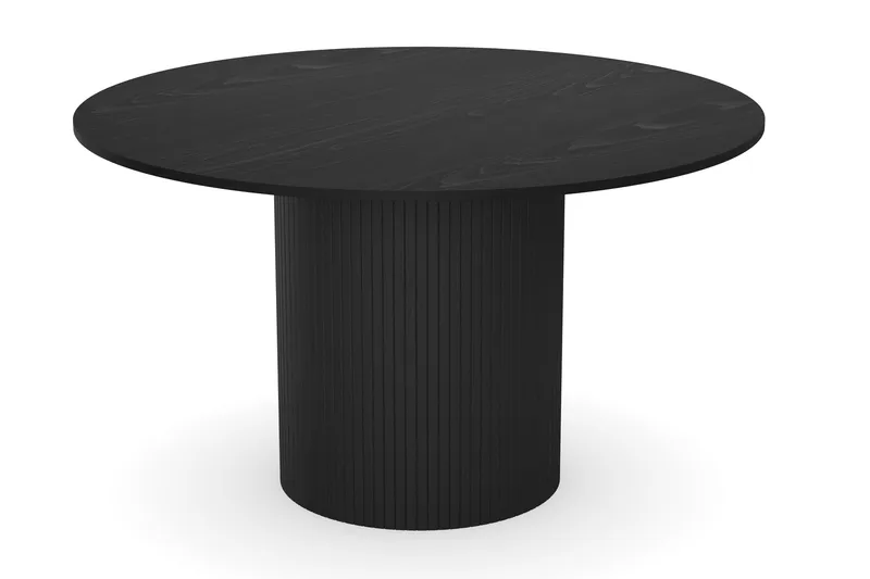 Kopparbo Runt Matbord 130 cm Förlängningsbar med illäggsskiva - Svart Trä / Ribbad - Möbler - Matplats - Matbord & köksbord