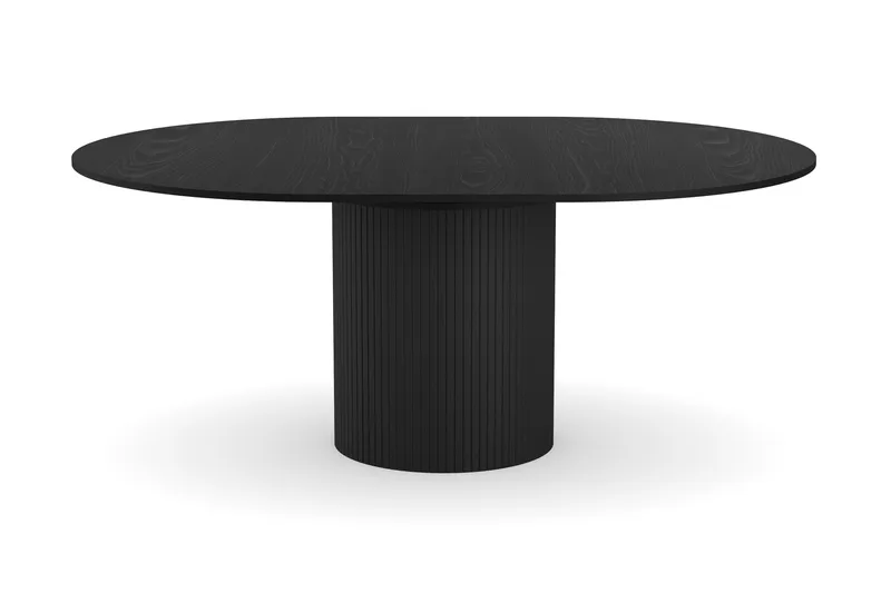 Kopparbo Runt Matbord 130 cm Förlängningsbar med illäggsskiva - Svart Trä / Ribbad - Möbler - Matplats - Matbord & köksbord