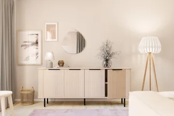 Kopparbo Ribbad Sideboard med Förvaring - Vitlaserad / Ljus Ek / Trä - Förvaring - Förvaringsmöbler - Skänkar & sideboards
