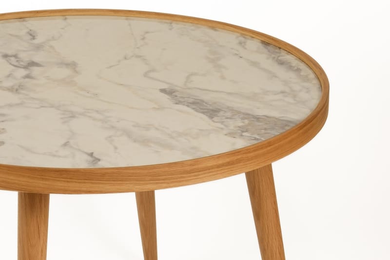 Ranvik Soffbord 80x48x80 cm - Ek och vit marmor - Möbler - Vardagsrum - Soffbord & vardagsrumsbord - Soffbord