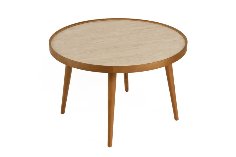 Ranvik Soffbord 80x48x80 cm - Valnöt och travertin - Möbler - Vardagsrum - Soffbord & vardagsrumsbord - Soffbord