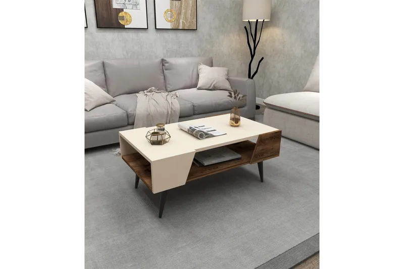 Rebelo Soffbord 90 cm - Beige/Ljusbrun - Möbler - Vardagsrum - Soffbord & vardagsrumsbord - Soffbord