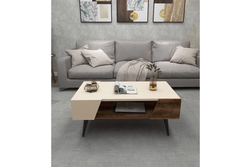 Rebelo Soffbord 90 cm - Beige/Ljusbrun - Möbler - Vardagsrum - Soffbord & vardagsrumsbord - Soffbord