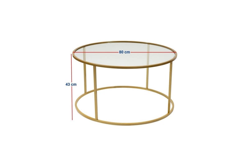 Retzow Soffbord 80 cm - Guld/Transparent - Möbler - Vardagsrum - Soffbord & vardagsrumsbord - Soffbord