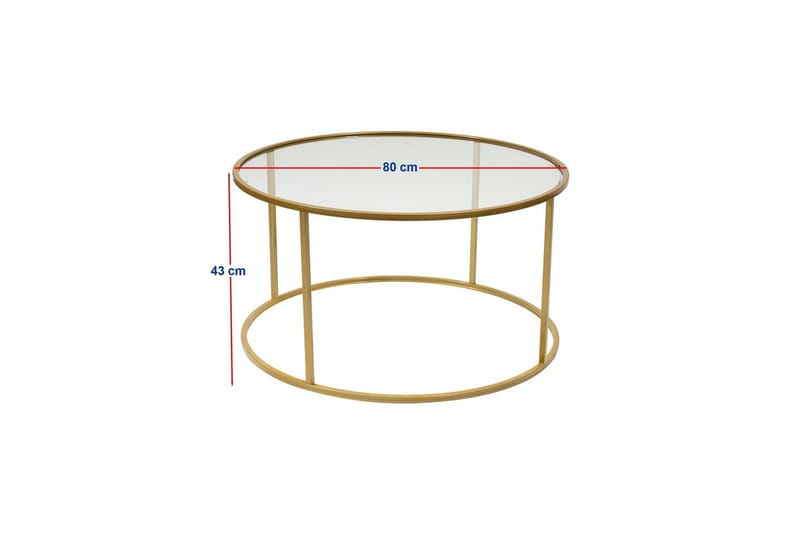 Retzow Soffbord 80 cm - Guld/Transparent - Möbler - Vardagsrum - Soffbord & vardagsrumsbord - Soffbord