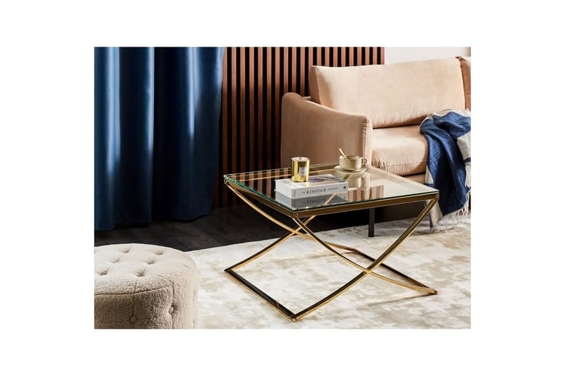 Ringgold Kvadratiskt Soffbord 70 cm i Glas med Metallunderrede - Klar - Möbler - Vardagsrum - Soffbord & vardagsrumsbord - Soffbord