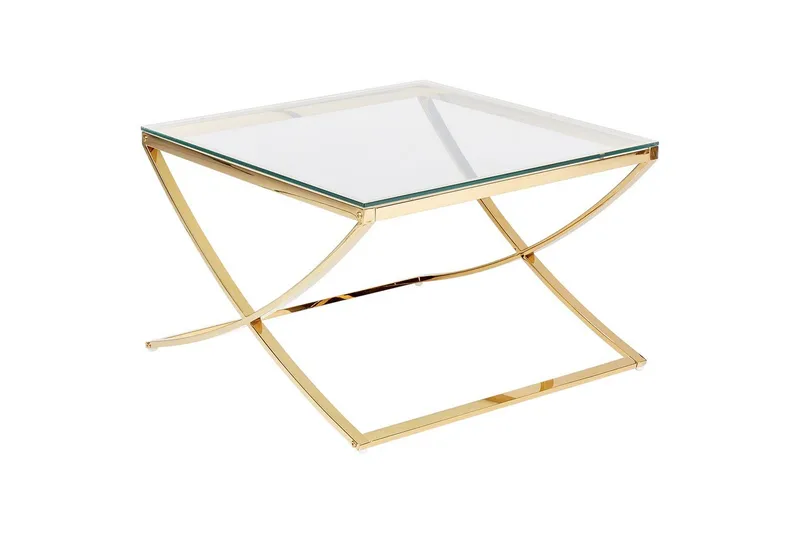 Ringgold Kvadratiskt Soffbord 70 cm i Glas med Metallunderrede, Klar