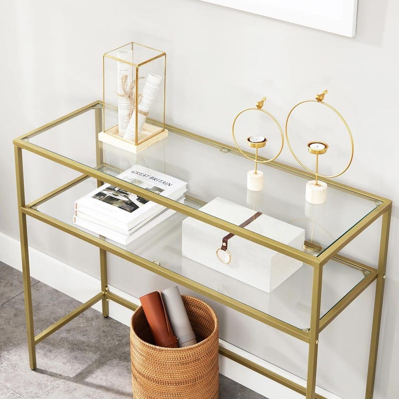 Rovena Byrå 90 cm - Guld/transparent - Möbler - Vardagsrum - Soffbord & vardagsrumsbord - Avlastningsbord & konsolbord