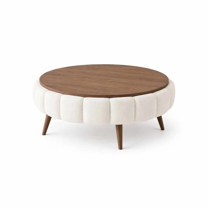Rovio Runt Soffbord 100 cm i Trä med Tygstativ, Valnötsbrun