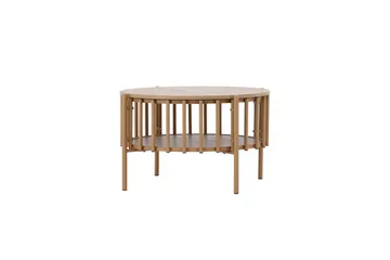 Rubbo Runt Soffbord 80 cm med Hyllor i Trä med Ljust Trä - Beige - Möbler - Vardagsrum - Soffbord & vardagsrumsbord - Soffbord