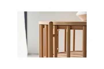 Rubbo Runt Soffbord 80 cm med Hyllor i Trä med Ljust Trä - Beige - Möbler - Vardagsrum - Soffbord & vardagsrumsbord - Soffbord