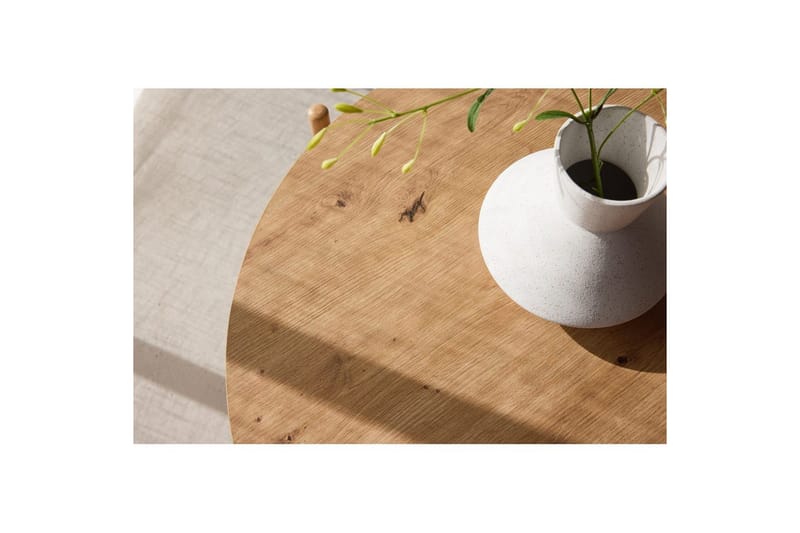 Rubbo Runt Soffbord 80 cm med Hyllor i Trä med Ljust Trä - Beige - Möbler - Vardagsrum - Soffbord & vardagsrumsbord - Soffbord