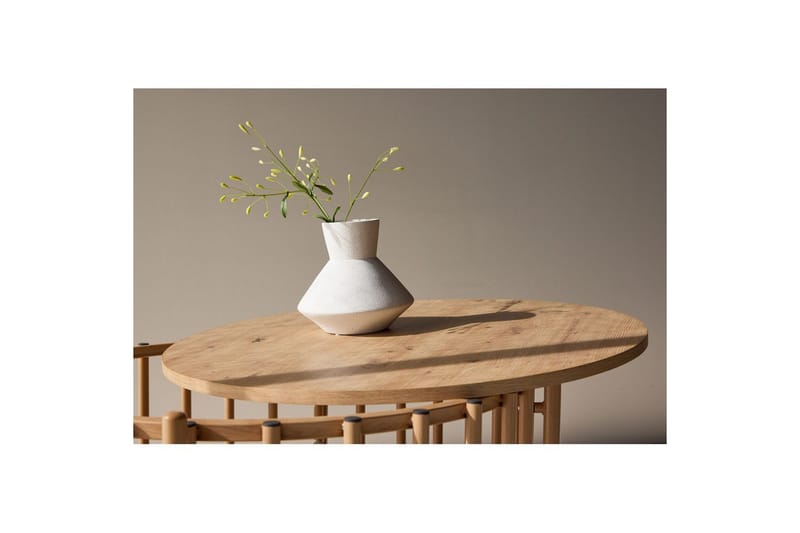 Rubbo Runt Soffbord 80 cm med Hyllor i Trä med Ljust Trä - Beige - Möbler - Vardagsrum - Soffbord & vardagsrumsbord - Soffbord
