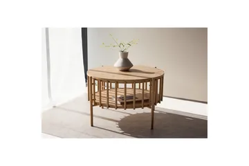 Rubbo Runt Soffbord 80 cm med Hyllor i Trä med Ljust Trä - Beige - Möbler - Vardagsrum - Soffbord & vardagsrumsbord - Soffbord