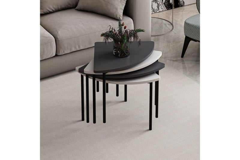 Rusele Soffbord 90 cm - Vit/Antracit - Möbler - Vardagsrum - Soffbord & vardagsrumsbord - Satsbord