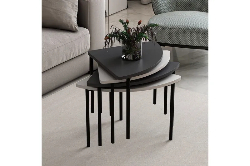 Rusele Soffbord 90 cm - Vit/Antracit - Möbler - Vardagsrum - Soffbord & vardagsrumsbord - Satsbord