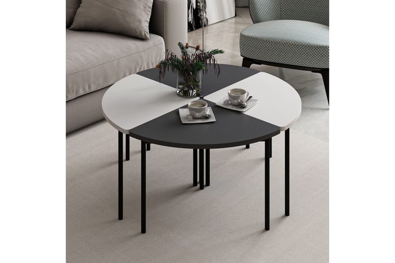 Rusele Soffbord 90 cm - Vit/Antracit - Möbler - Vardagsrum - Soffbord & vardagsrumsbord - Satsbord