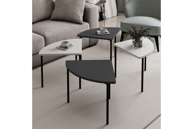 Rusele Soffbord 90 cm - Vit/Antracit - Möbler - Vardagsrum - Soffbord & vardagsrumsbord - Satsbord