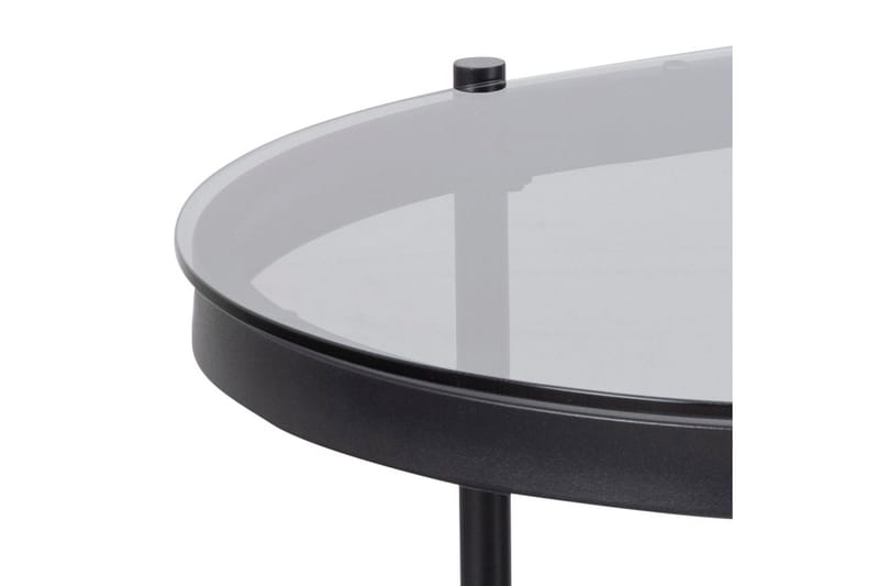 Rutkin 95 cm Ovalt Soffbord med Hylla i Glas - Grå - Möbler - Vardagsrum - Soffbord & vardagsrumsbord - Soffbord