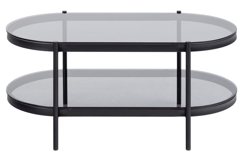 Rutkin 95 cm Ovalt Soffbord med Hylla i Glas - Grå - Möbler - Vardagsrum - Soffbord & vardagsrumsbord - Soffbord