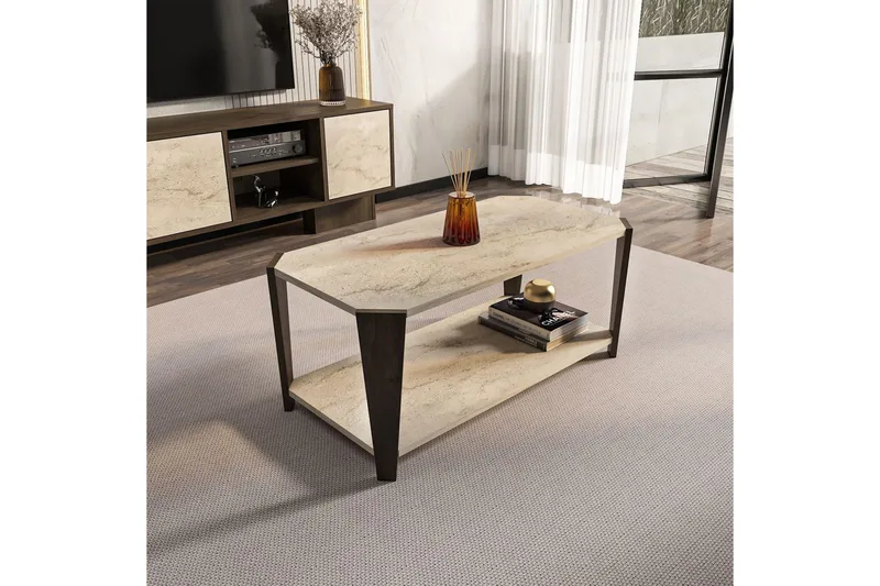 Rylas Soffbord 91 cm - Valnöt/Travertine - Möbler - Vardagsrum - Soffbord & vardagsrumsbord - Soffbord