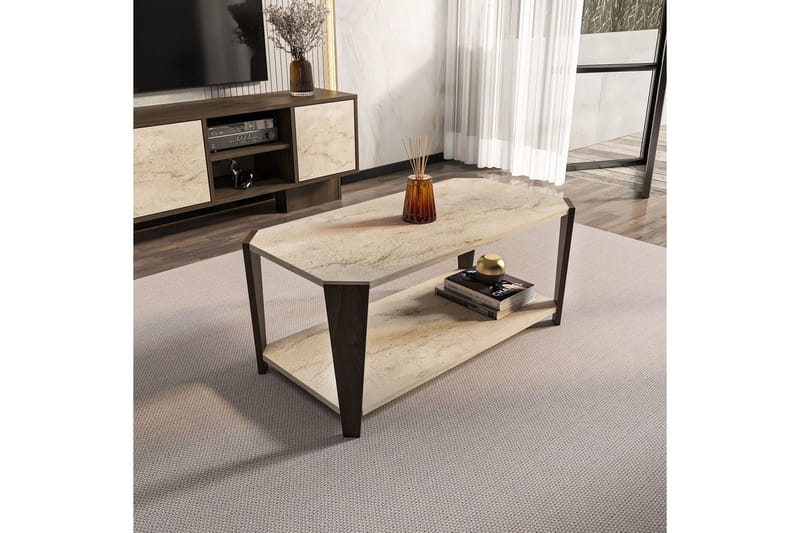 Rylas Soffbord 91 cm - Valnöt/Travertine - Möbler - Vardagsrum - Soffbord & vardagsrumsbord - Soffbord