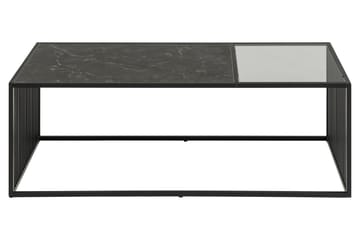 Saklani 120x60 cm Rektangulärt Soffbord i Metall med Glasskiva - Svart - Möbler - Vardagsrum - Soffbord & vardagsrumsbord - Soffbord