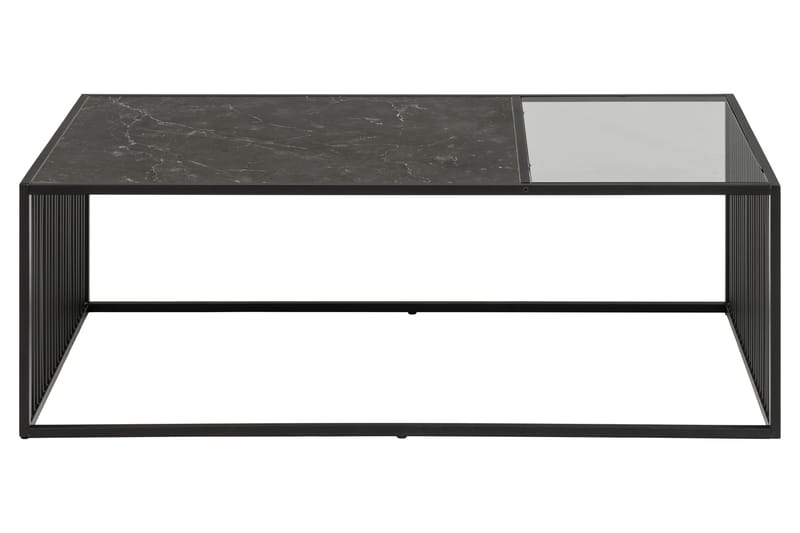 Saklani 120x60 cm Rektangulärt Soffbord i Metall med Glasskiva - Svart - Möbler - Vardagsrum - Soffbord & vardagsrumsbord - Soffbord