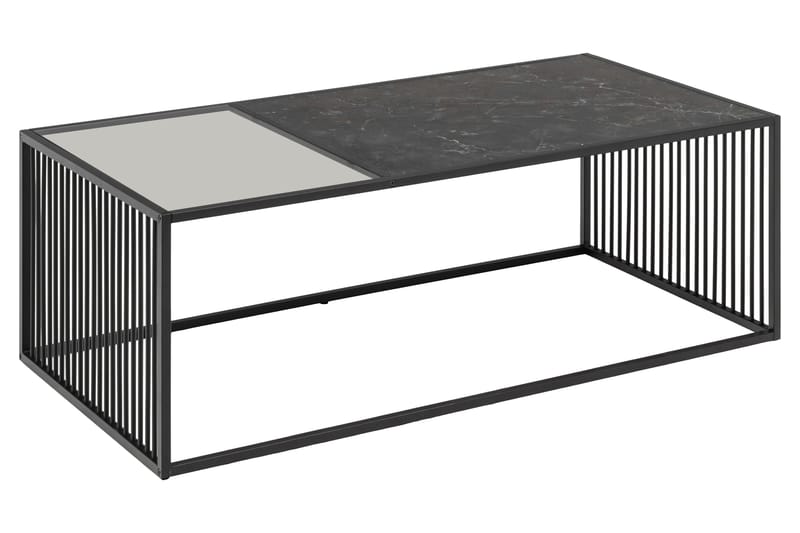 Saklani 120x60 cm Rektangulärt Soffbord i Metall med Glasskiva - Svart - Möbler - Vardagsrum - Soffbord & vardagsrumsbord - Soffbord
