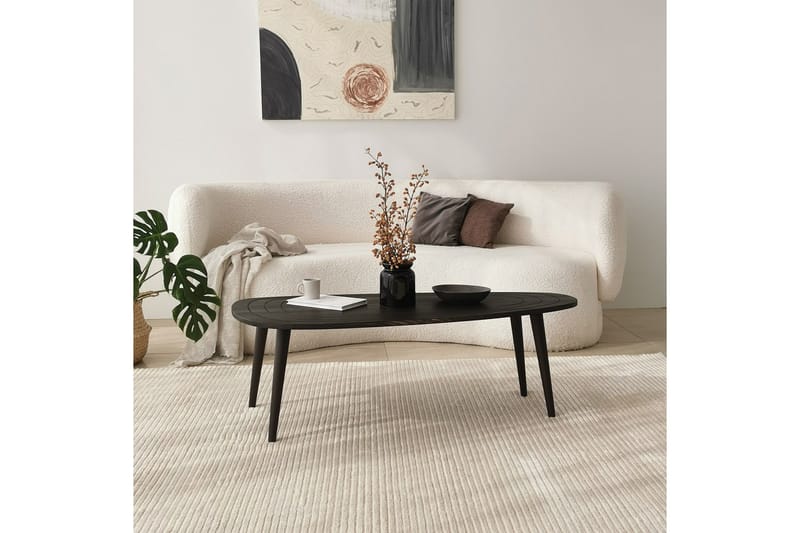 Saldus 115 cm Ovalt Soffbord i Målat Trä - Mörkbrun - Möbler - Vardagsrum - Soffbord & vardagsrumsbord - Soffbord