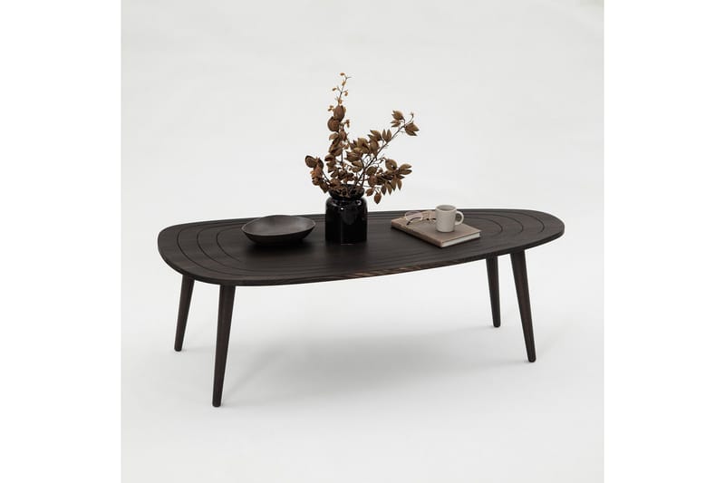Saldus 115 cm Ovalt Soffbord i Målat Trä - Mörkbrun - Möbler - Vardagsrum - Soffbord & vardagsrumsbord - Soffbord
